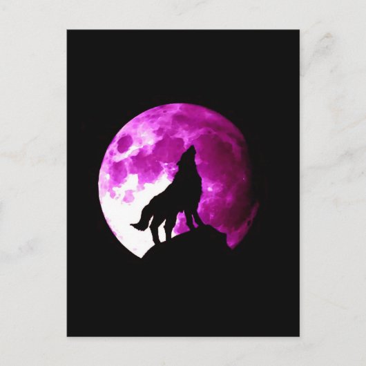 Wolf Howling bij Moon Briefkaart (Voorkant)