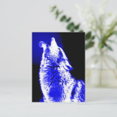 Wolf Howling bij Moon Briefkaart (Staand voorkant)