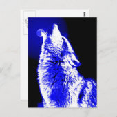 Wolf Howling bij Moon Briefkaart (Voorkant / Achterkant)