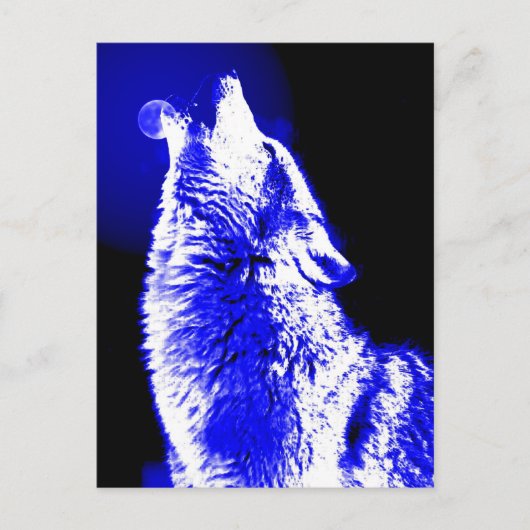Wolf Howling bij Moon Briefkaart (Voorkant)