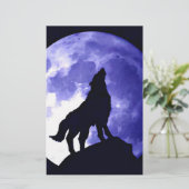 Wolf Howling bij Moon Briefpapier (Staand voorkant)