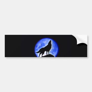 Wolf Howling bij Moon Bumpersticker