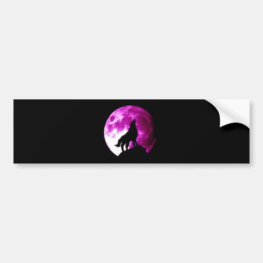 Wolf Howling bij Moon Bumpersticker (Voorkant)