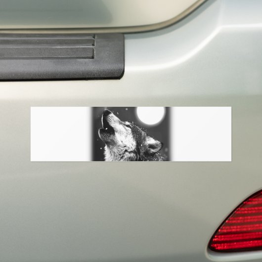 Wolf Howling bij Moon Bumpersticker (Op auto)