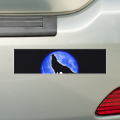 Wolf Howling bij Moon Bumpersticker (Op auto)