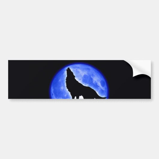 Wolf Howling bij Moon Bumpersticker (Voorkant)