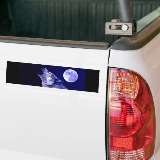 Wolf Howling bij Moon Bumpersticker (Op Truck)