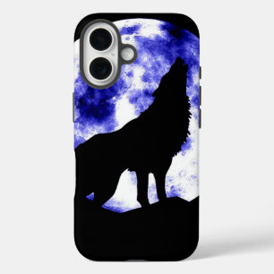 Wolf Howling bij Moon iPhone 16 Hoesje