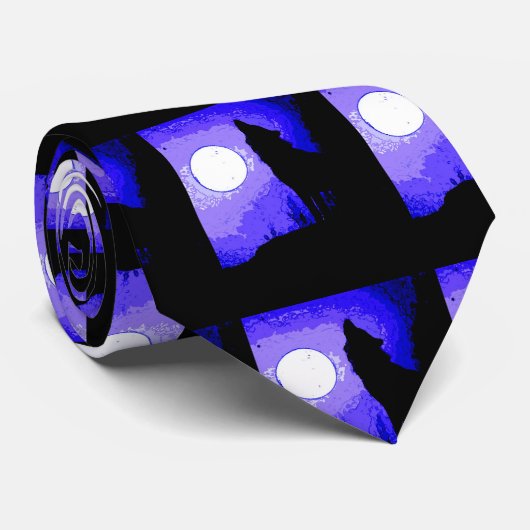 Wolf Howling bij Moon Custom Stropdas (Opgerold)