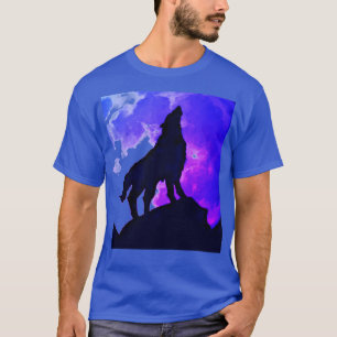 Wolf Howling bij Moon Deep Royal Blue T-shirt