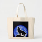 Wolf Howling bij Moon Grote Tote Bag (Voorkant)