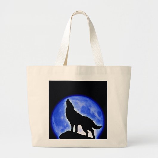 Wolf Howling bij Moon Grote Tote Bag (Voorkant)