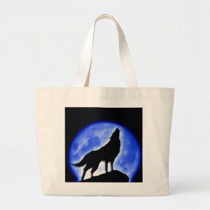 Wolf Howling bij Moon Grote Tote Bag