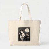 Wolf Howling bij Moon Grote Tote Bag (Voorkant)