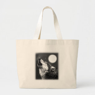 Wolf Howling bij Moon Grote Tote Bag