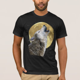 Wolf Howling bij Moon in Snow Winter Wildlife T-sh T-shirt