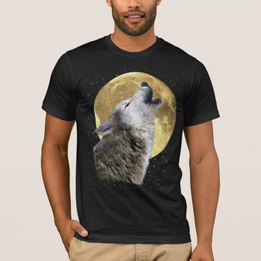Wolf Howling bij Moon in Snow Winter Wildlife T-sh T-shirt (Voorkant)