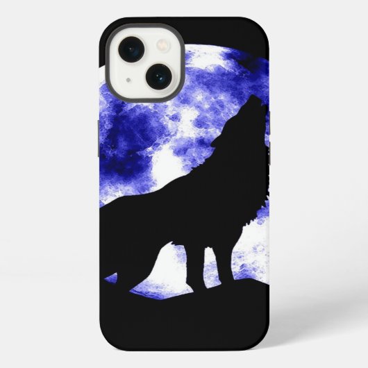 Wolf Howling bij Moon iPhone Hoesje (Achterkant)