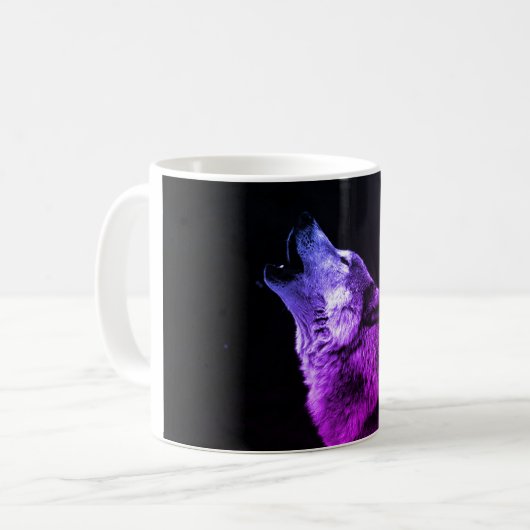 Wolf Howling bij Moon Koffiemok (Voorkant links)