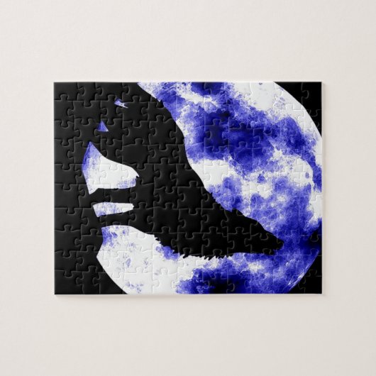 Wolf Howling bij Moon Legpuzzel (Horizontaal)