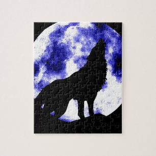 Wolf Howling bij Moon Legpuzzel