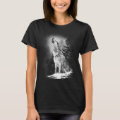 Wolf Howling bij Moon Lone Alpha Native American T-shirt (Voorkant)