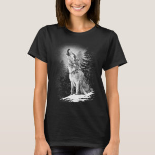 Wolf Howling bij Moon Lone Alpha Native American T-shirt