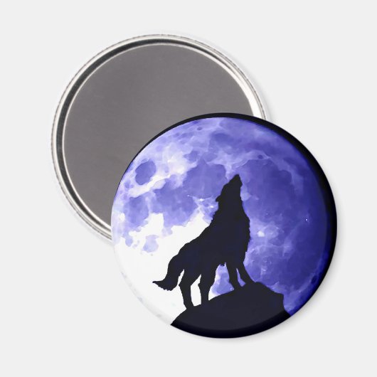 Wolf Howling bij Moon Magneet (Voorkant / Achterkant)