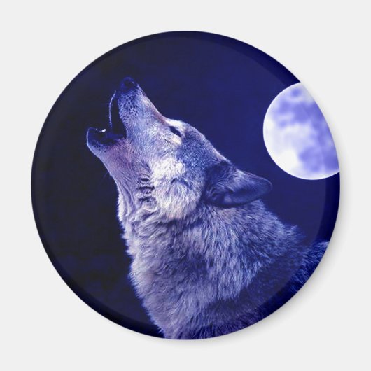 Wolf Howling bij Moon Magneet (Voorkant)