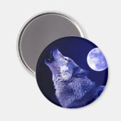Wolf Howling bij Moon Magneet (Voorkant / Achterkant)