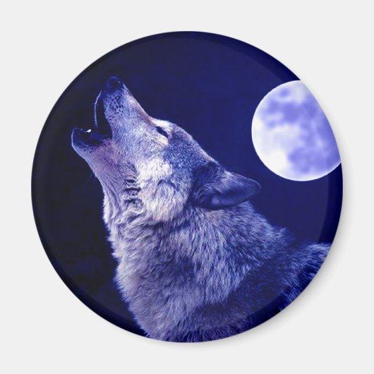 Wolf Howling bij Moon Magneet (Voorkant)