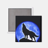 Wolf Howling bij Moon Magneet (Voorkant / Achterkant)