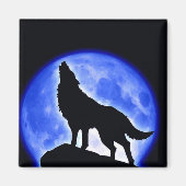 Wolf Howling bij Moon Magneet (Voorkant)