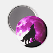 Wolf Howling bij Moon Magneet (Voorkant / Achterkant)
