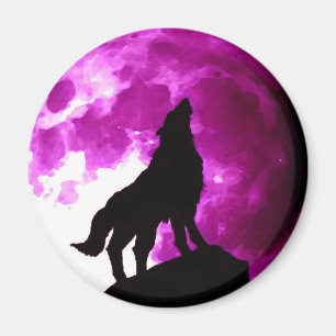 Wolf Howling bij Moon Magneet