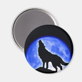 Wolf Howling bij Moon Magneet (Voorkant / Achterkant)