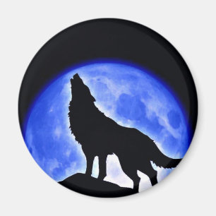 Wolf Howling bij Moon Magneet