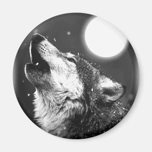 Wolf Howling bij Moon Magneet (Voorkant)
