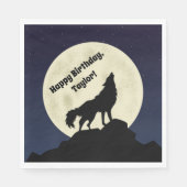 Wolf Howling bij Moon Midnight Blue Servet (Voorkant)