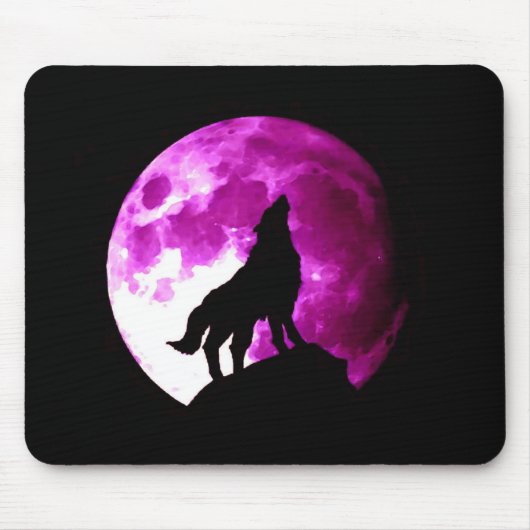 Wolf Howling bij Moon Muismat (Voorkant)
