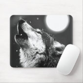 Wolf Howling bij Moon Muismat (Met muis)