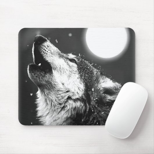 Wolf Howling bij Moon Muismat (Met muis)