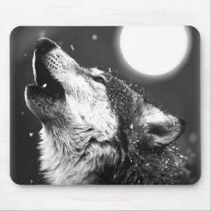 Wolf Howling bij Moon Muismat