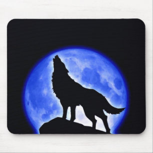 Wolf Howling bij Moon Muismat