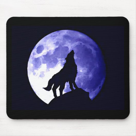 Wolf Howling bij Moon Muismat (Voorkant)