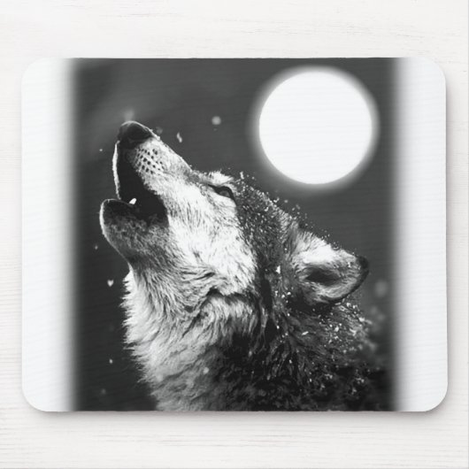 Wolf Howling bij Moon Muismat (Voorkant)