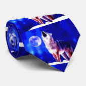 Wolf Howling bij Moon Neckwears Stropdas (Opgerold)