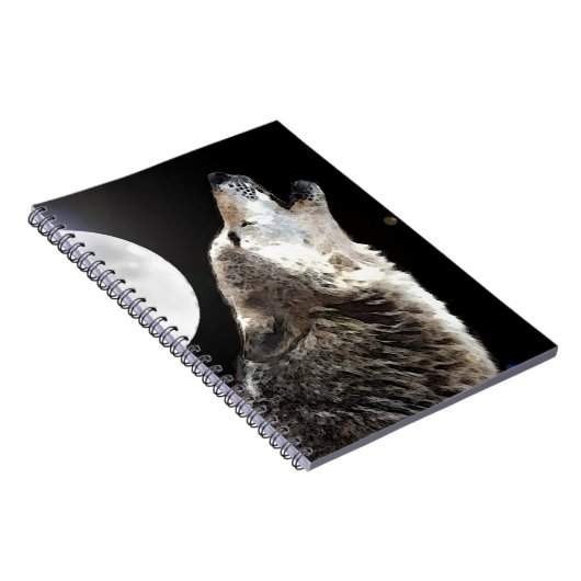 Wolf Howling bij Moon Notitieboek (Rechterzijde)