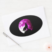 Wolf Howling bij Moon Oval Sticker (Envelop)