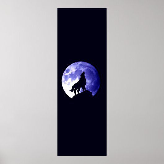 Wolf Howling bij Moon Panoramic Poster - Wolf Post (Voorkant)